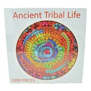 Ancient Tribal Life Round 1000 Piece Bgraamiens Brain Games Jigsaw Puzzle New